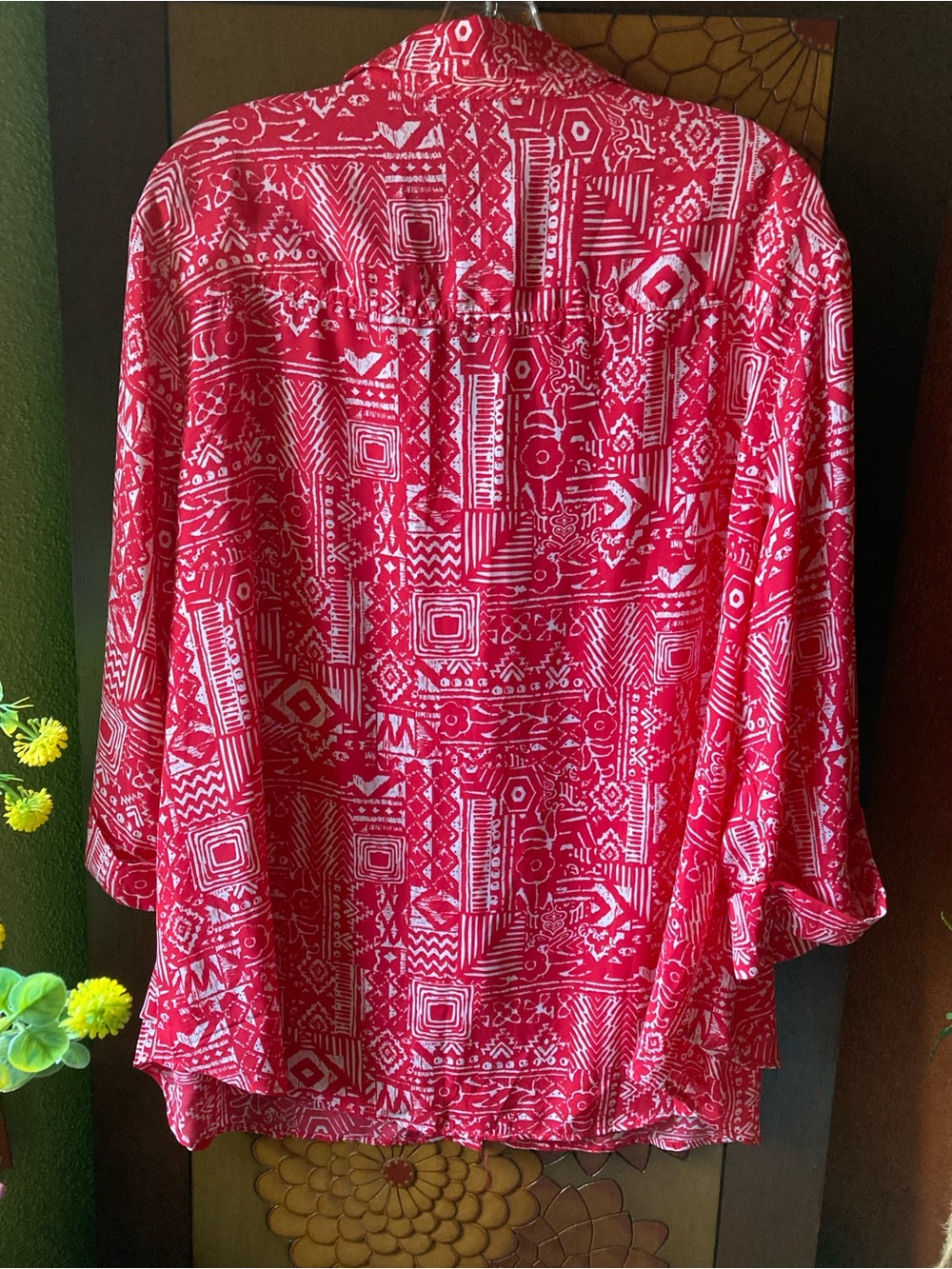 NTouch Size 1X pink white patterned elbow length sleeve shirt - Picture 3 of 7